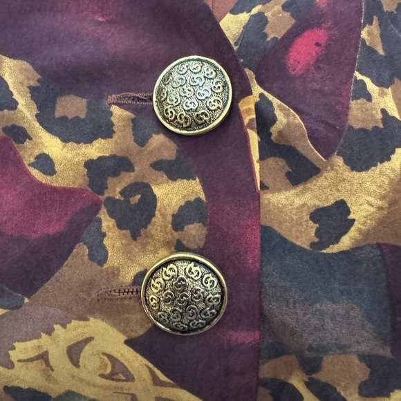 90’s VTG The Limited Women's Silk Leopard Geometric Preppy Teacher Vest Gold - Picture 2 of 13